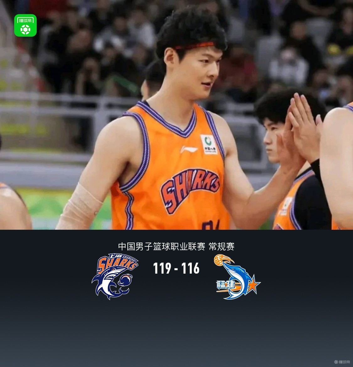 上海119-116险胜福建豪取18连胜，王哲林20+10，皮特森44+6+8